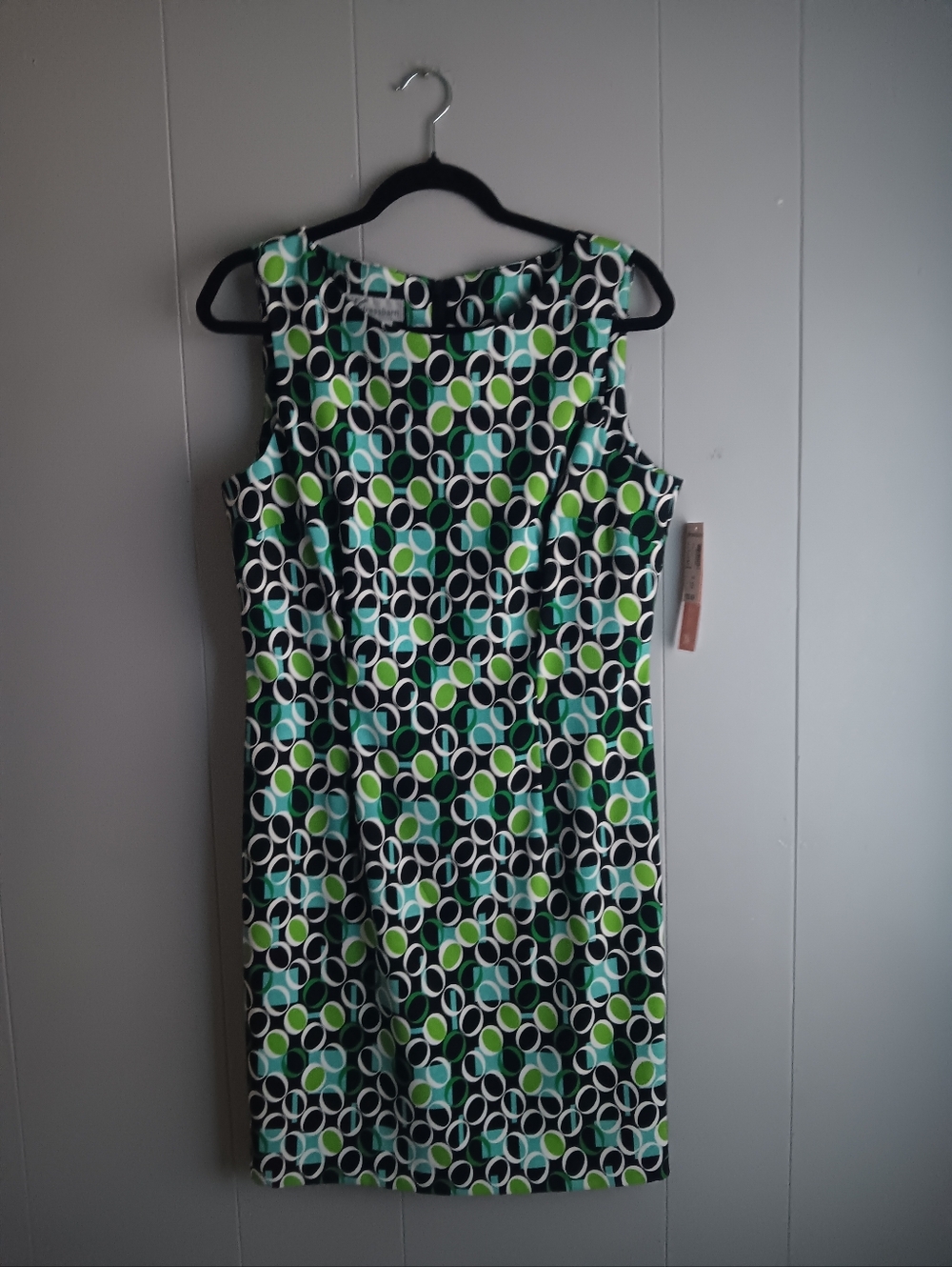 Dressbarn Green and Black Geometric Sleeveless Midi Dress New W Tags Size 12